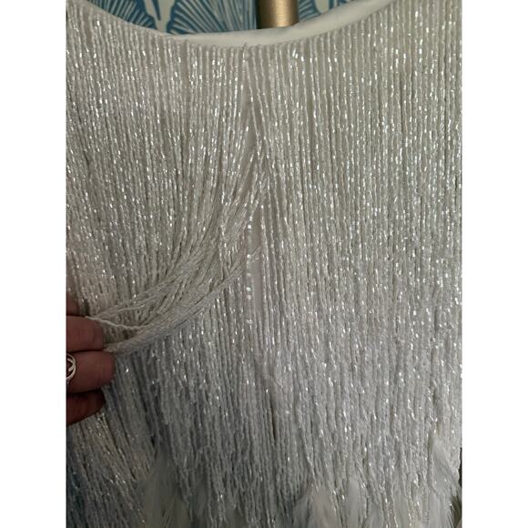 NWT Nadine Merabi Sara White Fully Beaded Skirt Sz. XXL - Picture 4 of 15